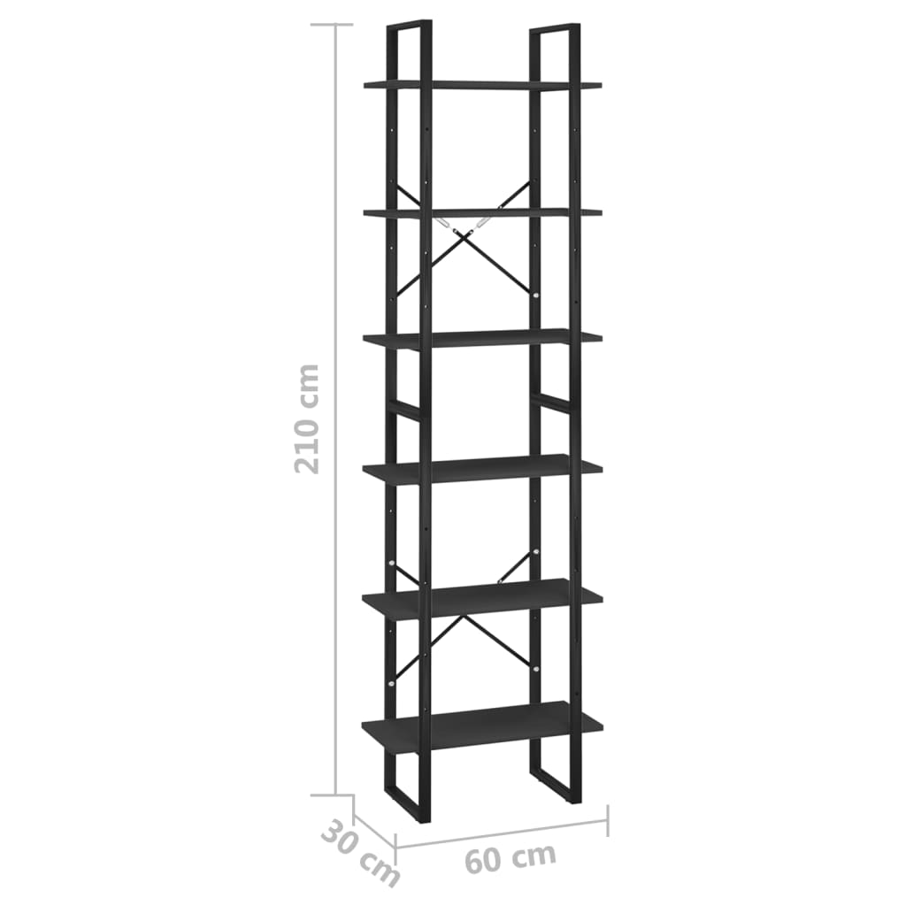 vidaXL Étagère de rangement noire 60x30x210 cm en bois d'ingénierie