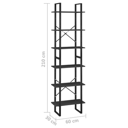 vidaXL Étagère de rangement noire 60x30x210 cm en bois d'ingénierie
