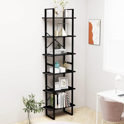 vidaXL Étagère de rangement noire 60x30x210 cm en bois d'ingénierie