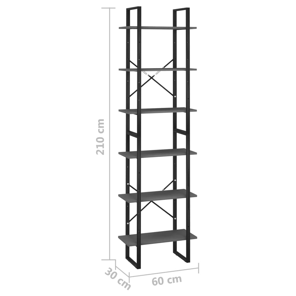 vidaXL Lagerregal Grau 60x30x210 cm Holzwerkstoff