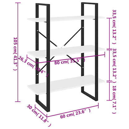vidaXL Bücherregal Weiß 80x30x105 cm Holzwerkstoff