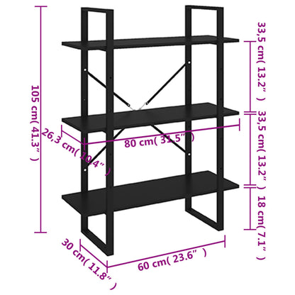 vidaXL Bibliothèque Noir 80x30x105 cm Bois d'ingénierie