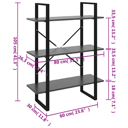 vidaXL Bücherregal Grau 80x30x105 cm Holzwerkstoff