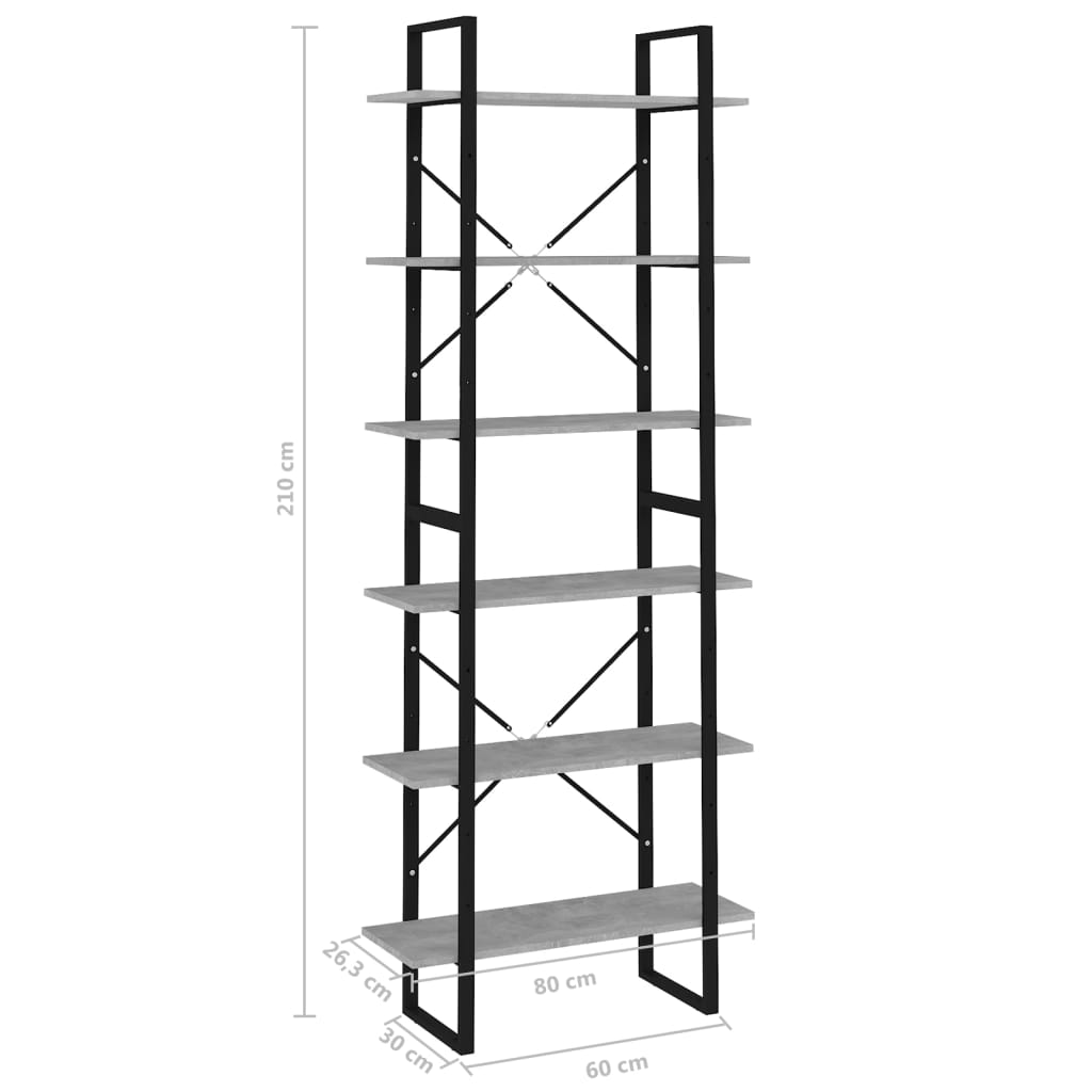 vidaXL Hochschrank Betongrau 80x30x210 cm Holzwerkstoff