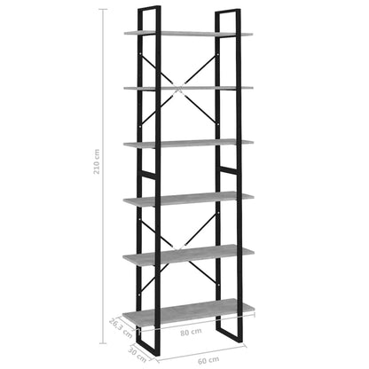 vidaXL Hochschrank Betongrau 80x30x210 cm Holzwerkstoff