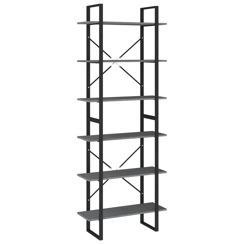 vidaXL Étagère de rangement haute gris 80x30x210 cm pin massif