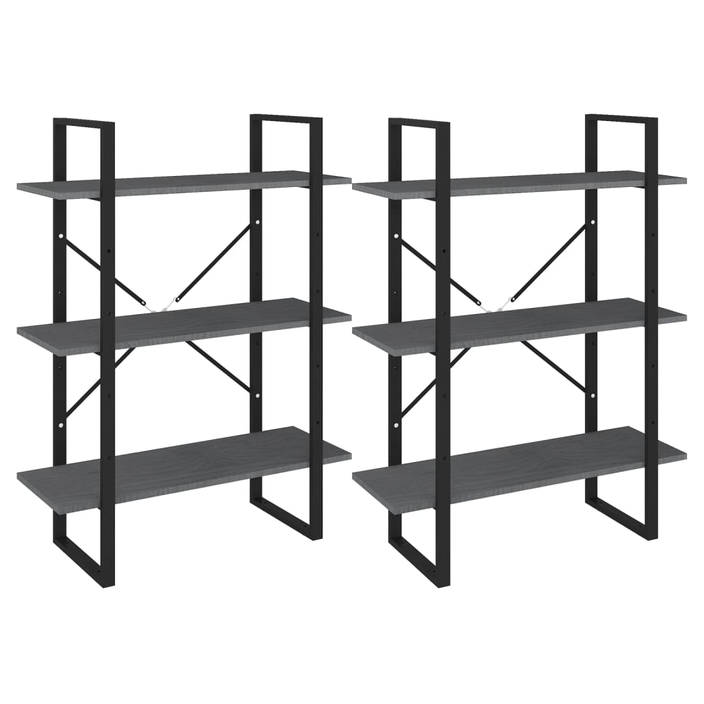 vidaXL Étagère de rangement haute gris 80x30x210 cm pin massif