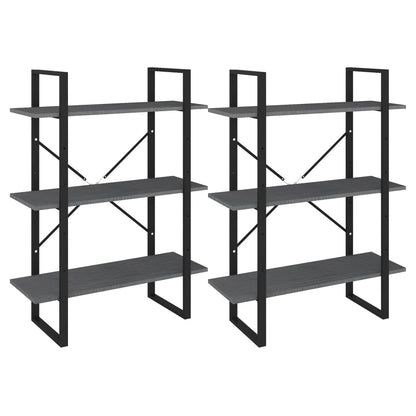 vidaXL Étagère de rangement haute gris 80x30x210 cm pin massif