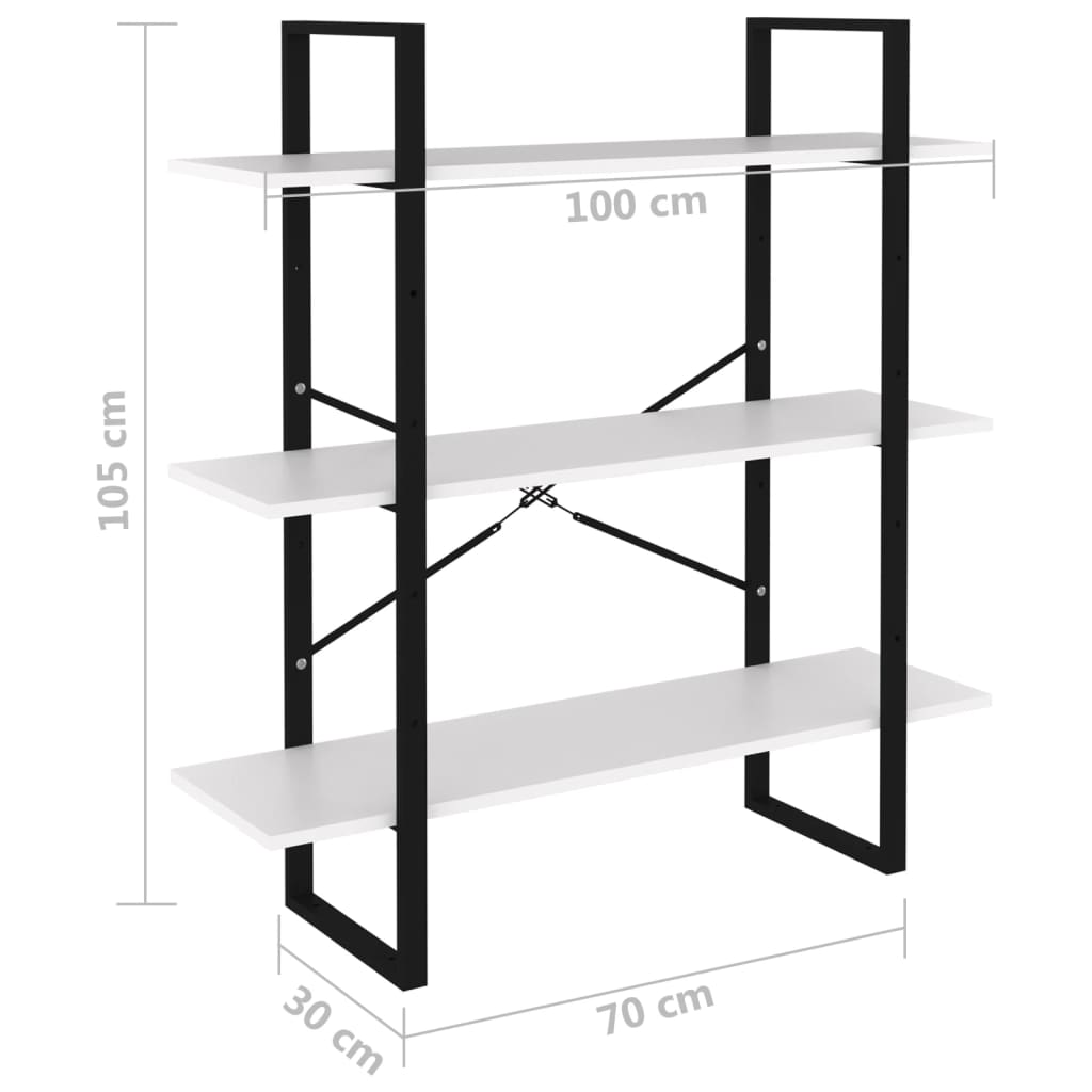 vidaXL Bücherregal Weiß 100x30x105 cm Holzwerkstoff