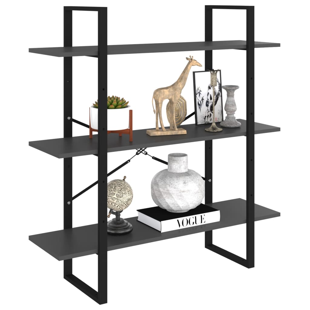 vidaXL Bücherregal Grau 100x30x105 cm Holzwerkstoff