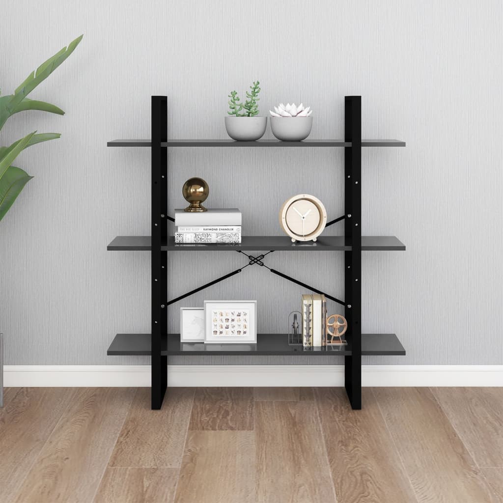 vidaXL Bücherregal Grau 100x30x105 cm Holzwerkstoff