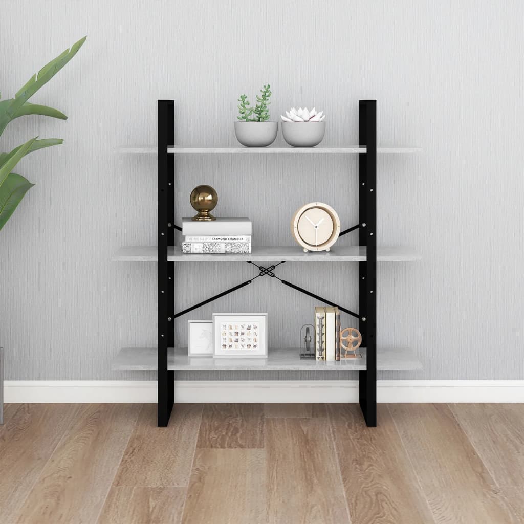 vidaXL Bücherregal Betongrau 100x30x105 cm Holzwerkstoff