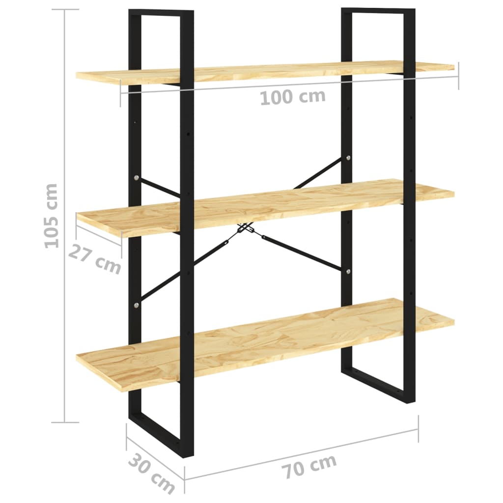 vidaXL Étagère à 3 niveaux 100x30x105 cm Bois de pin massif
