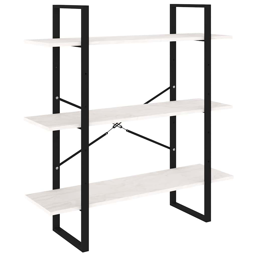 vidaXL Étagère à 3 niveaux Blanc 100x30x105 cm Bois de pin massif