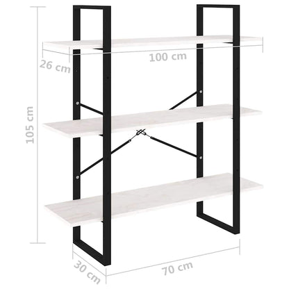 vidaXL Étagère à 3 niveaux Blanc 100x30x105 cm Bois de pin massif
