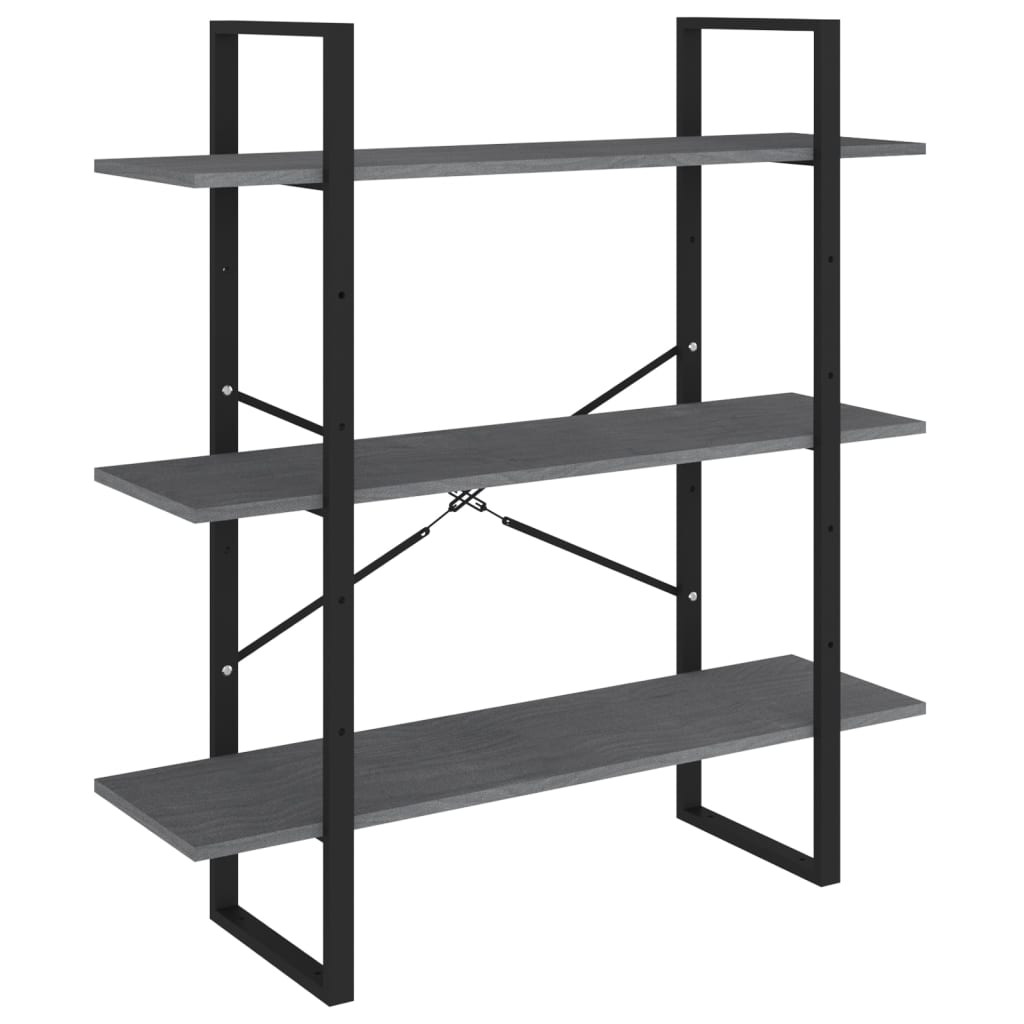 vidaXL Étagère à 3 niveaux gris 100x30x105 cm bois de pin massif