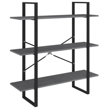 vidaXL Étagère à 3 niveaux gris 100x30x105 cm bois de pin massif