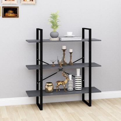 vidaXL Étagère à 3 niveaux gris 100x30x105 cm bois de pin massif