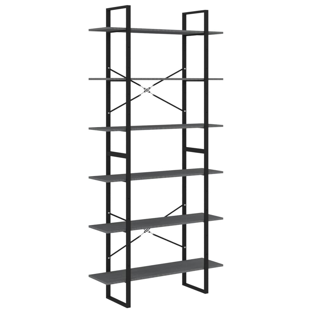 vidaXL Étagère sur pied haute gris 100x30x210 cm pin massif