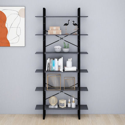 vidaXL Étagère sur pied haute gris 100x30x210 cm pin massif