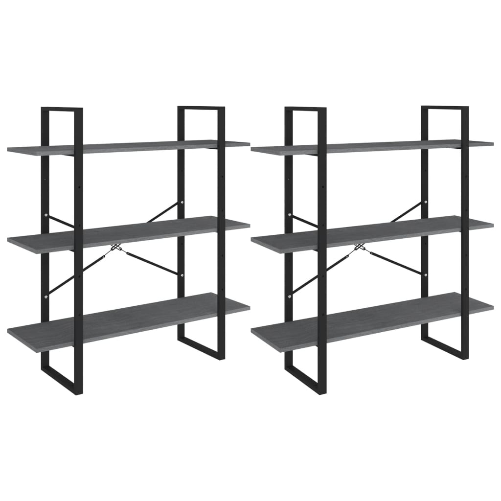 vidaXL Étagère sur pied haute gris 100x30x210 cm pin massif