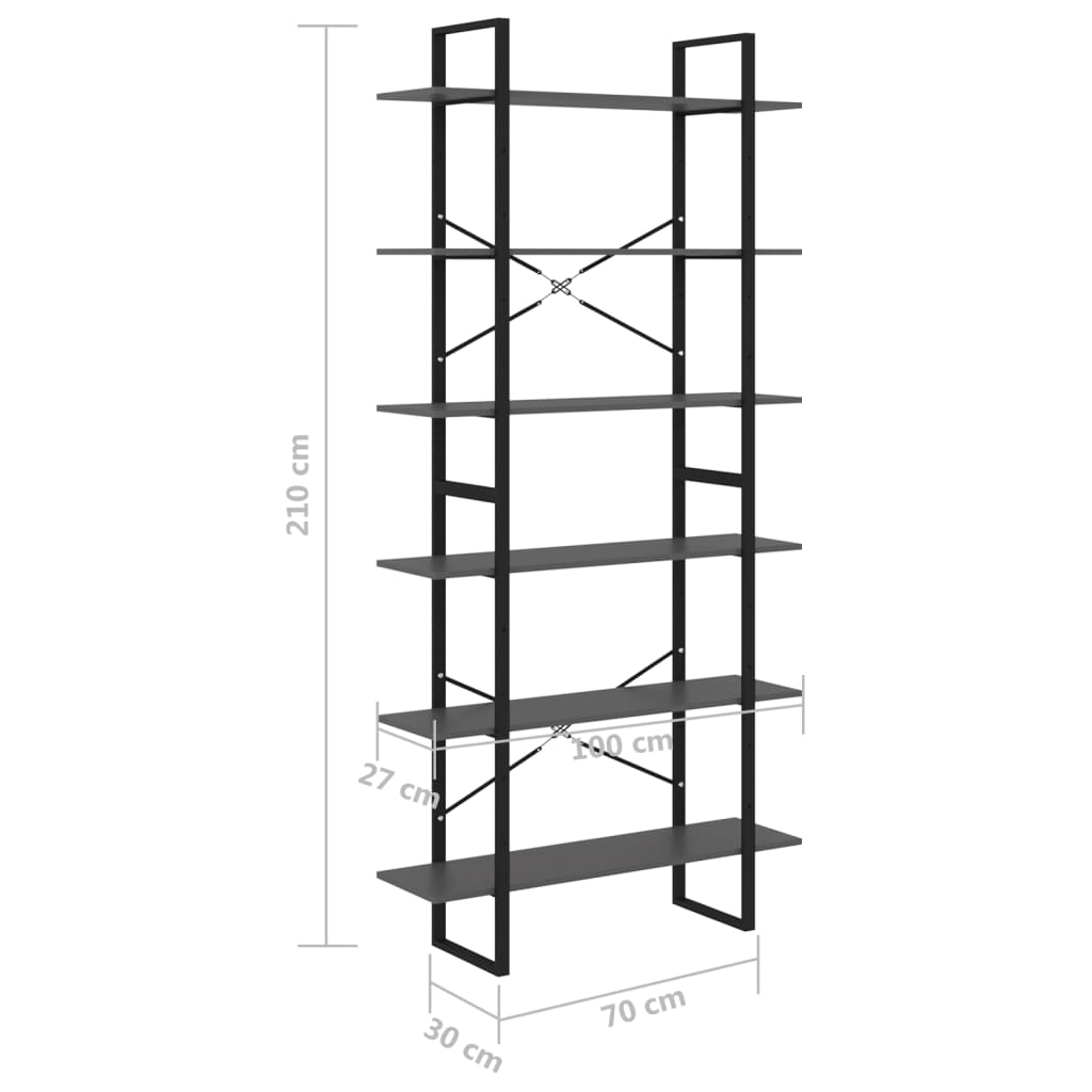 vidaXL Étagère sur pied haute gris 100x30x210 cm pin massif