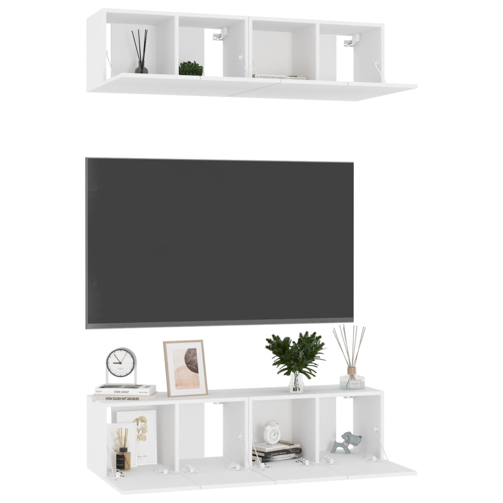 vidaXL Meubles TV 4 pcs Blanc 60x30x30 cm Bois d'ingénierie