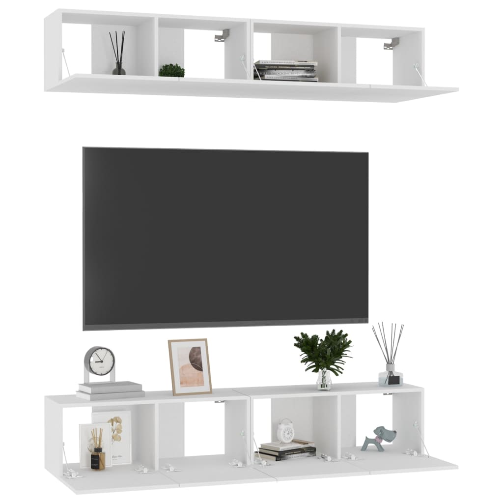 vidaXL Meubles TV 4 pcs Blanc 80x30x30 cm Bois d'ingénierie