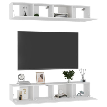 vidaXL Meubles TV 4 pcs Blanc 80x30x30 cm Bois d'ingénierie