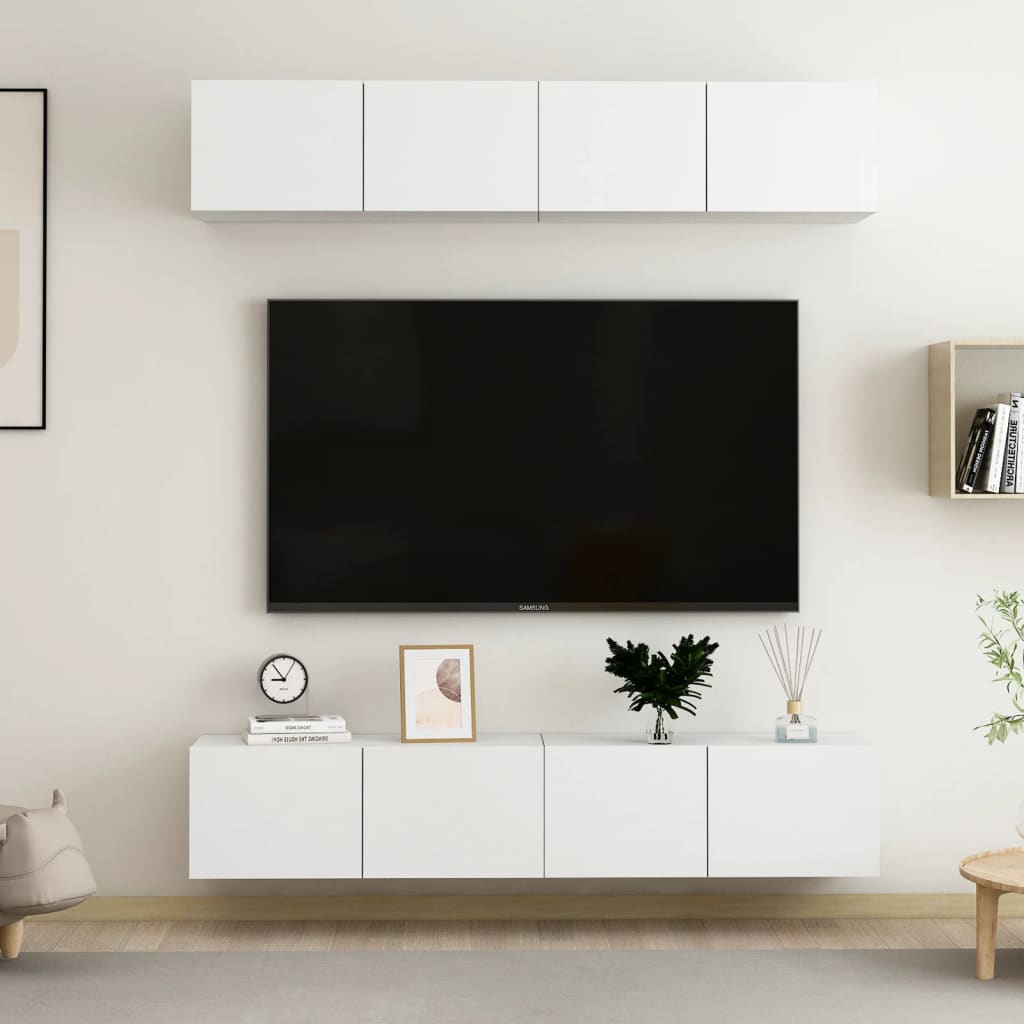 vidaXL Meubles TV 4 pcs Blanc 80x30x30 cm Bois d'ingénierie
