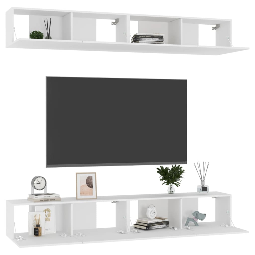 vidaXL Meubles TV 4 pcs Blanc 100x30x30 cm Bois d'ingénierie