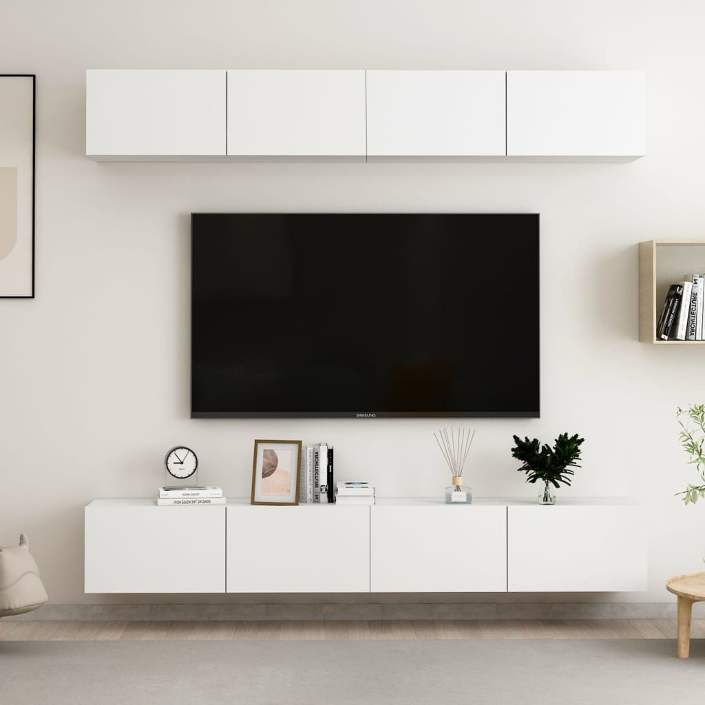 vidaXL Meubles TV 4 pcs Blanc 100x30x30 cm Bois d'ingénierie