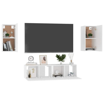 vidaXL Ensemble de meubles TV 4 pcs Blanc Bois d'ingénierie