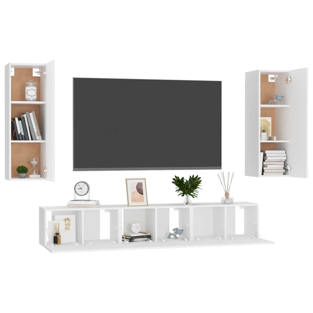 Ensemble de 5 meubles TV vidaXL blanc en bois d'ingénierie