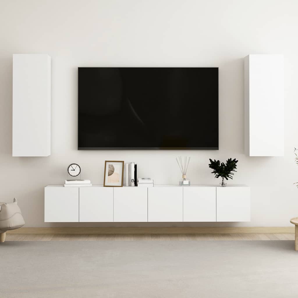 Ensemble de 5 meubles TV vidaXL blanc en bois d'ingénierie