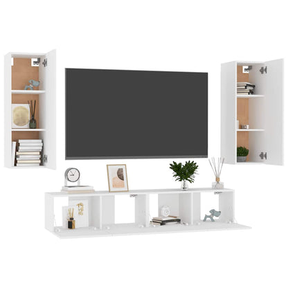 vidaXL Ensemble de 4 meubles TV Blanc Bois d'ingénierie