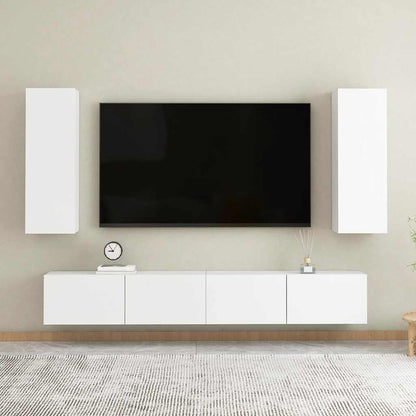 vidaXL Ensemble de 4 meubles TV Blanc Bois d'ingénierie