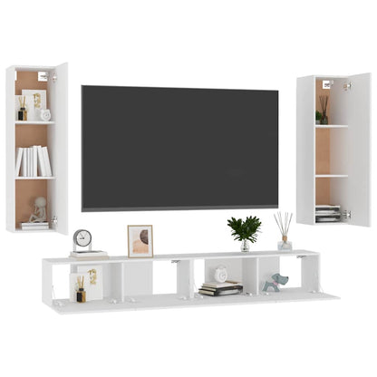 vidaXL Ensemble de 4 meubles TV Blanc Bois d'ingénierie