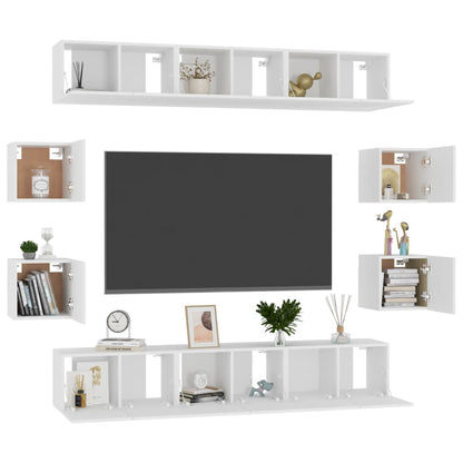 vidaXL Ensemble de meubles TV 10 pièces Blanc Bois d'ingénierie