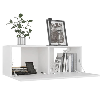 vidaXL Meuble TV, 8 pcs, Blanc, Bois d'ingénierie
