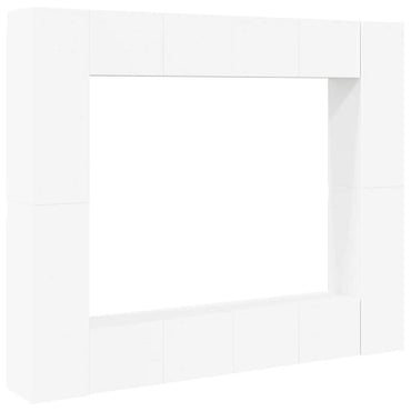 vidaXL Meuble TV, 8 pcs, Blanc, Bois d'ingénierie