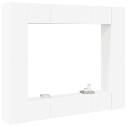 vidaXL Meuble TV, 8 pcs, Blanc, Bois d'ingénierie