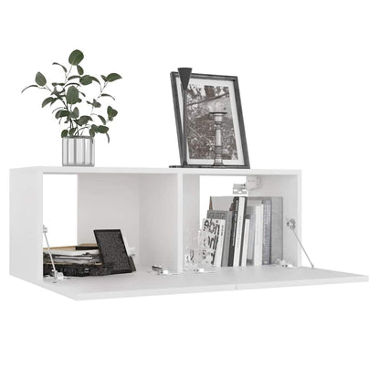 vidaXL Meuble TV, 8 pcs, Blanc, Bois d'ingénierie