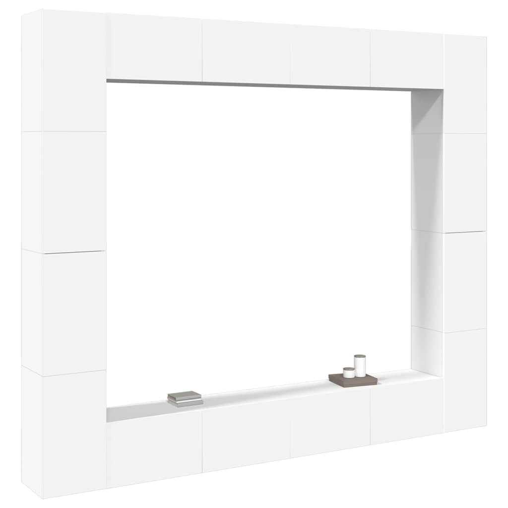 vidaXL Meuble TV, 8 pcs, Blanc, Bois d'ingénierie