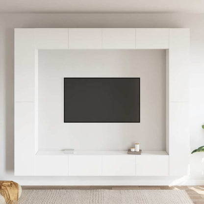 vidaXL Meuble TV, 8 pcs, Blanc, Bois d'ingénierie
