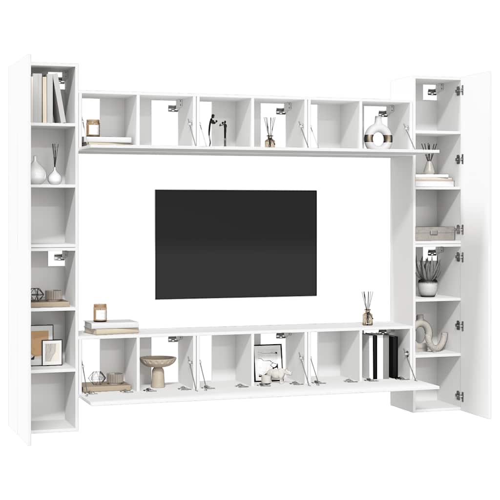 vidaXL Meuble TV 10 pièces Blanc Bois d'ingénierie