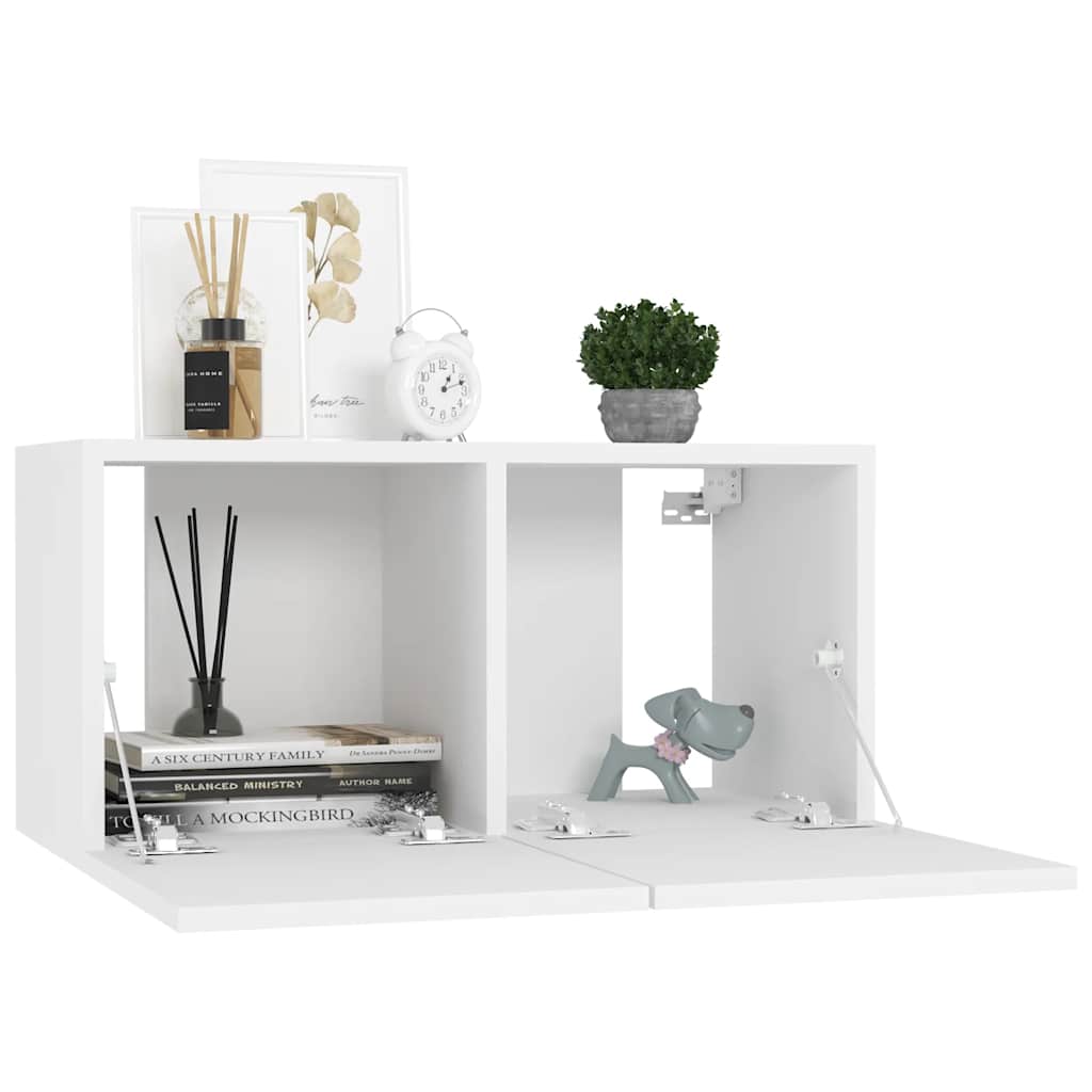 vidaXL Meuble TV 10 pièces Blanc Bois d'ingénierie