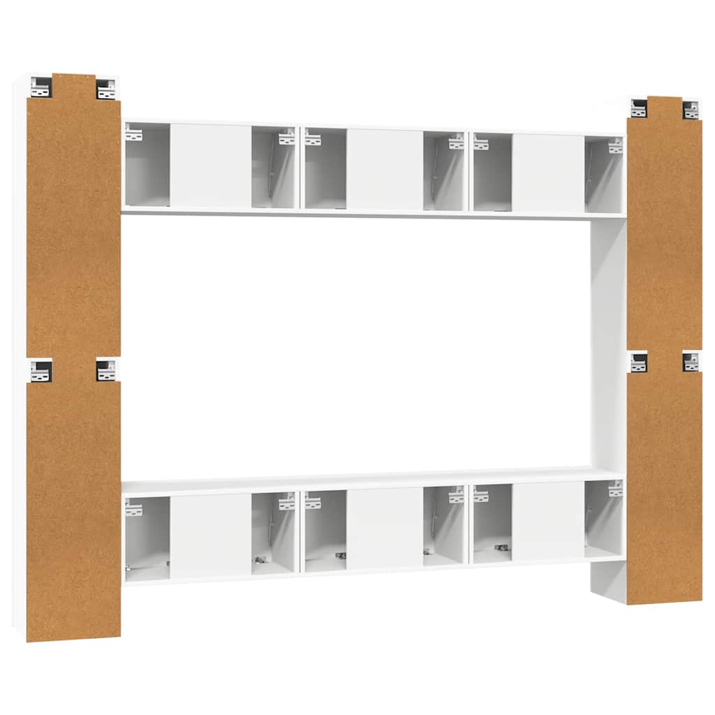 vidaXL Meuble TV 10 pièces Blanc Bois d'ingénierie