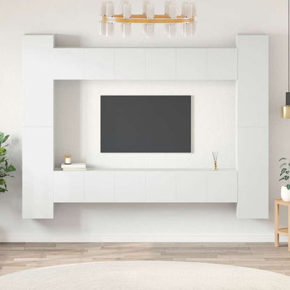 vidaXL Meuble TV 10 pièces Blanc Bois d'ingénierie