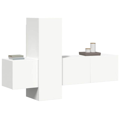 vidaXL 3-tlg. TV-Schrank-Set Weiß Holzwerkstoff